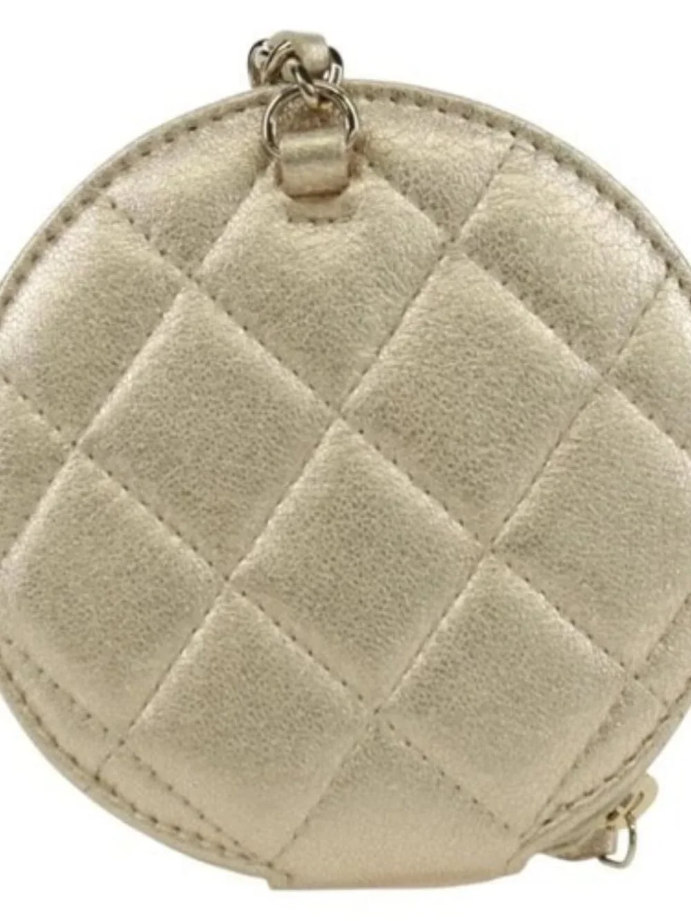 CHANEL Matelasse Air Pods Case & Coin Purse Lamb Skin Gold CC Auth BAZ881SAM